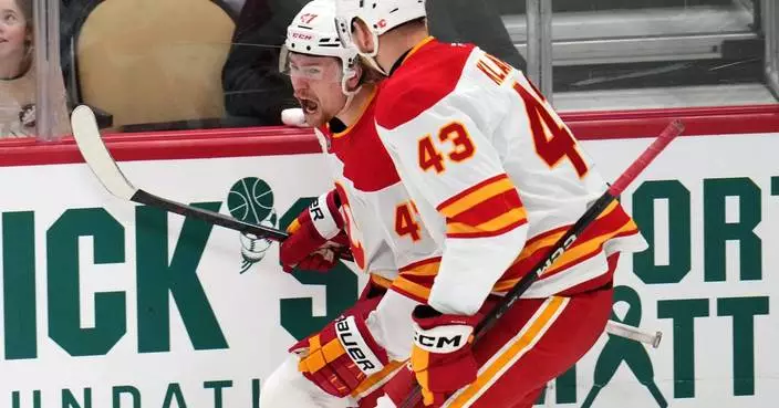 Matt Coronato's 3rd-period goal lifts Flames over Penguins 2-1
