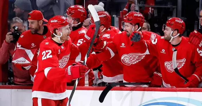 John Gibson makes 24 saves as surging Red Wings beat slumping Jets, 2-1