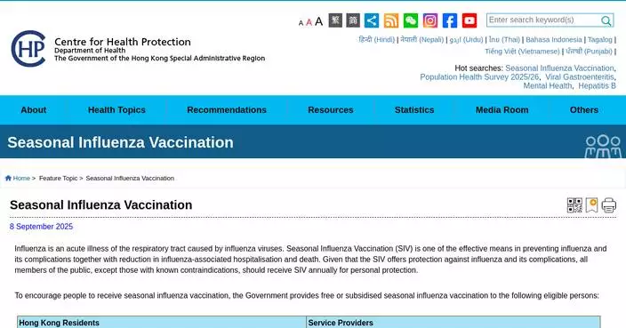 Flu Activity Declines in Hong Kong; Public Urged to Stay Vigilant and Get Vaccinated