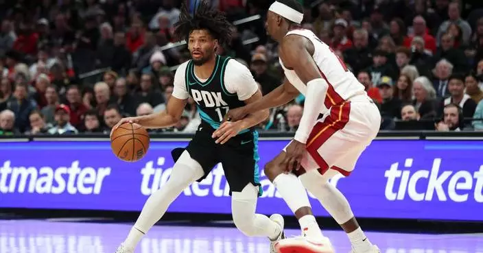 Sharpe scores 27 points as Trail Blazers beat Heat 127-110 for 4th straight win
