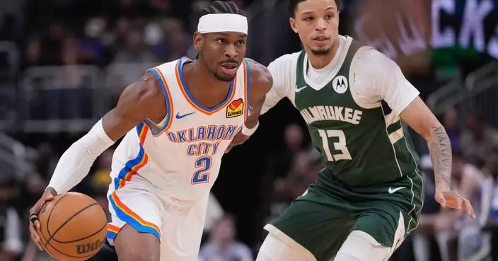 Gilgeous-Alexander scores 40 points as short-handed Thunder roll past Bucks 122-102