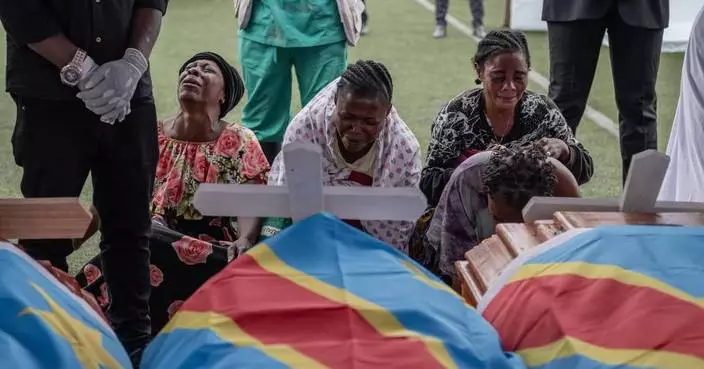 M23 rebel group holds a symbolic funeral for victims of drone strike in eastern Congo