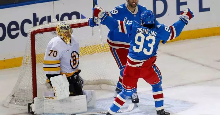 Matthew Robertson scores in OT to lift the Rangers over the Bruins 4-3