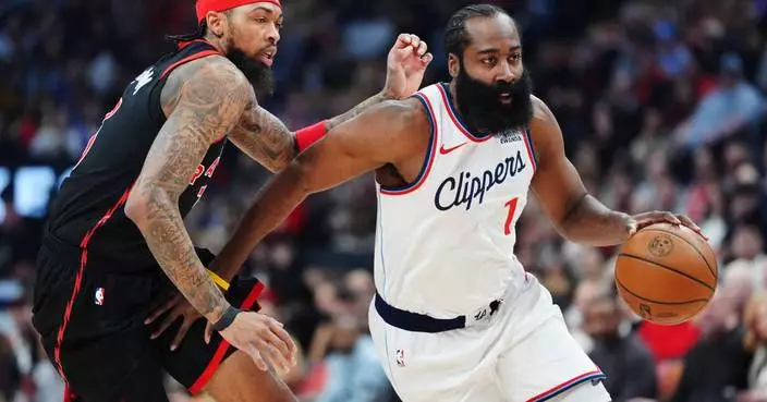 Harden's 31 points, 10 rebounds lead Clippers past Raptors 122-117 in OT for 5th straight win