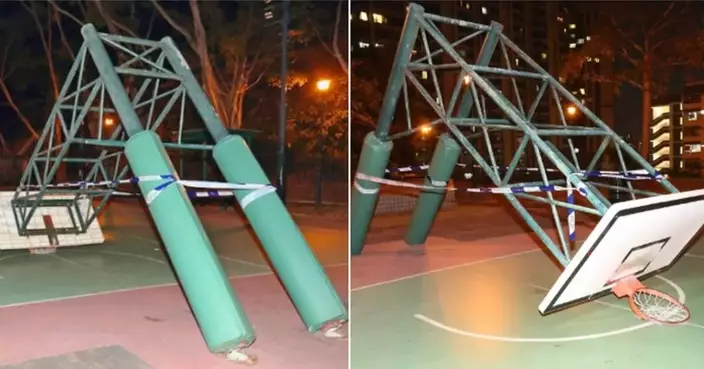 A Basketball Stand Collapsed at the Kau Pui Lung Road in To Kwa Wan, Striking a 20-year-old Youth in the Head