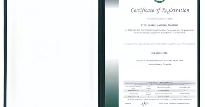 KT&amp;G's Indonesian Factory Acquires 'ISO 45001' Certification