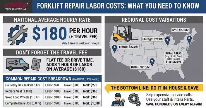 Intella Parts Releases 2026 Forklift Dealer Labor Rate Survey, Reveals National Average at $180/Hour