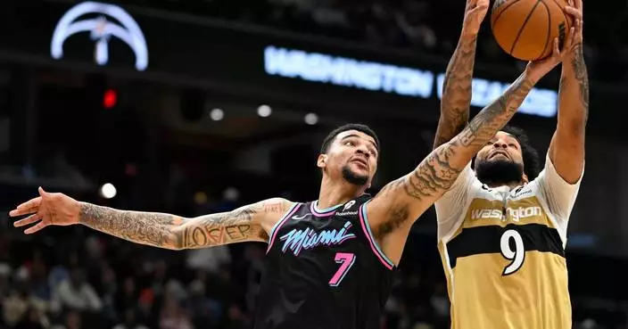 Jakucionis hits 6 3-pointers without a miss in Heat’s 132-101 romp over Wizards