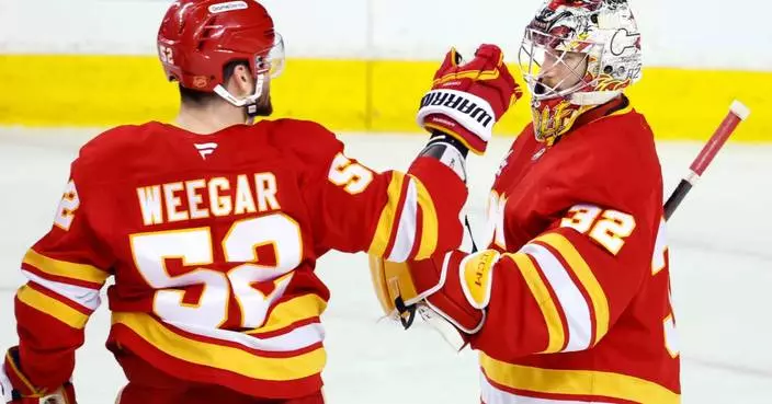 Farabee’s short-handed goal in the 3rd period lifts the Flames to a 3-2 win over the Sharks