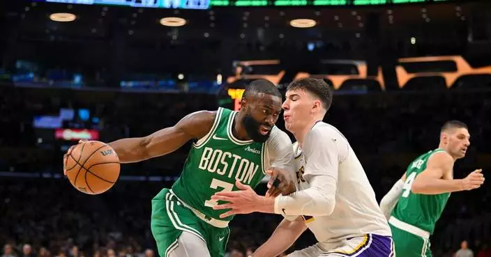 Jaylen Brown, Payton Pritchard lead Celtics past Lakers 111-89 for a season sweep of this rivalry