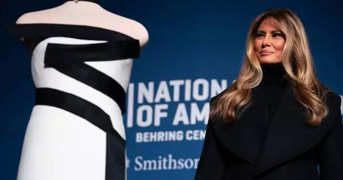 Melania Trump donates her white and black-trimmed inaugural ball gown to the Smithsonian