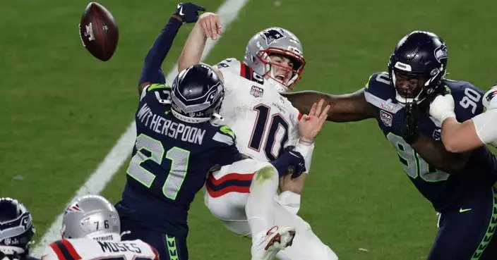 Patriots’ Maye turns ball over 3 times while hounded by Seahawks’ defense in Super Bowl loss