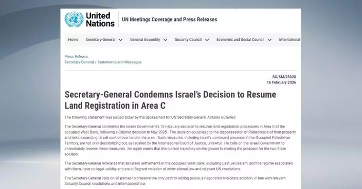 UN chief, Arab League condemn Israeli decision to resume land registration procedures in West Bank