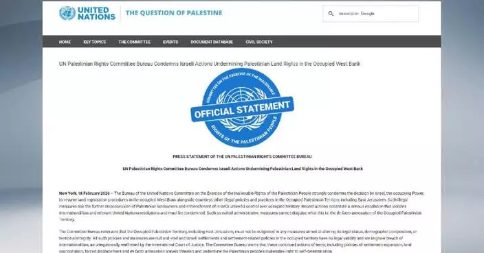 U.N. agency condemns Israel for illegally resuming land registration procedures in occupied West Bank