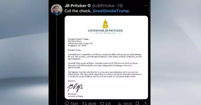 Illinois governor demands 8.68 bln dollars tariff refunds from Trump