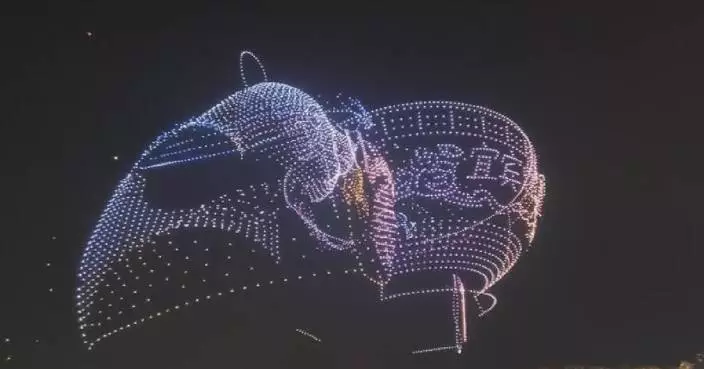Drone light shows illuminate Chinese city skies during holiday