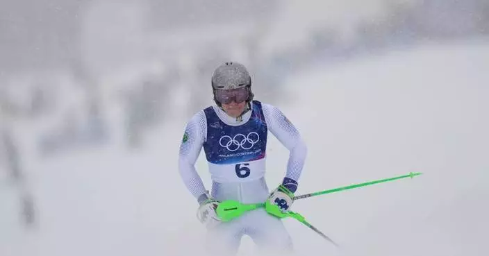 Atle Lie McGrath of Norway leads 1st run of Olympic slalom, Brazil’s Lucas Pinheiro Braathen falls