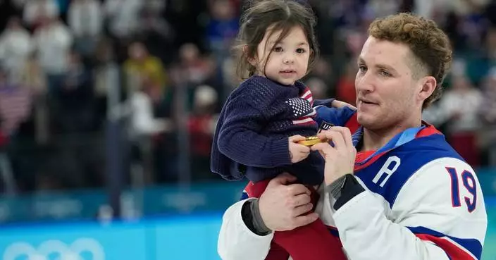 Johnny Gaudreau’s children join the US Olympic gold medal celebration