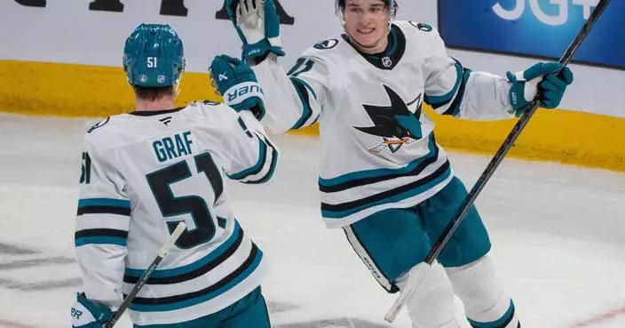 Celebrini’s 3-point game powers Sharks to a 4-2 win over the Canadiens
