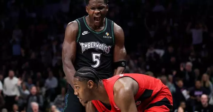 Anthony Edwards' big slam over RJ Barrett sparks Timberwolves to 115-107 win over Raptors