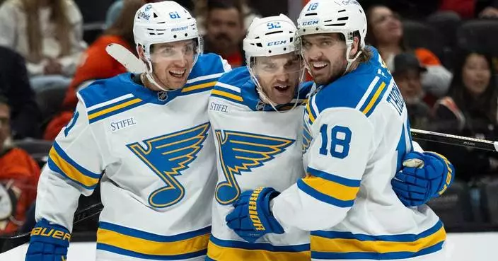 Joel Hofer makes 22 saves for 5th shutout of the season, Blues beat Ducks 4-0