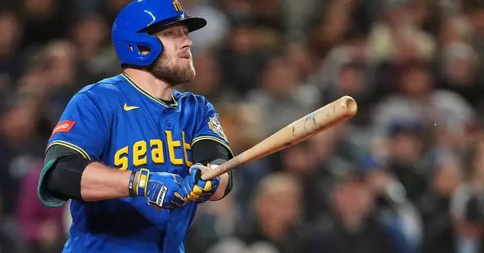 Raley homers, Mariners snatch 1st win of the season in 5-1 victory against Guardians