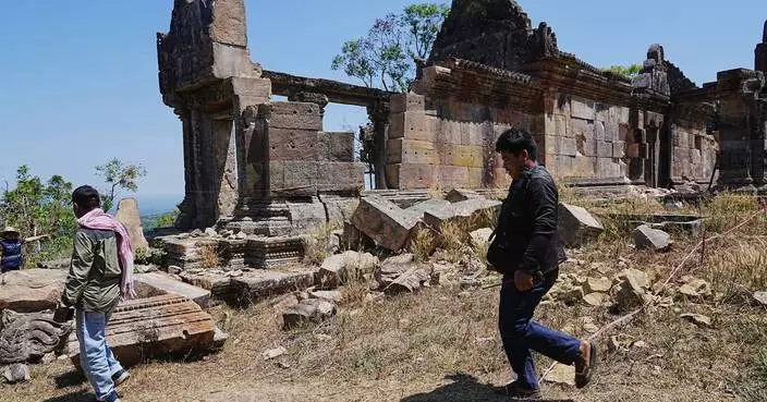 A 1,000-year-old temple lies battered after Cambodia-Thailand border clashes