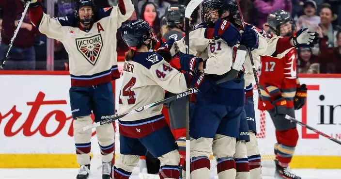 Leslie scores on OT power play in the Charge's 2-1 win over the Victoire in Winnipeg