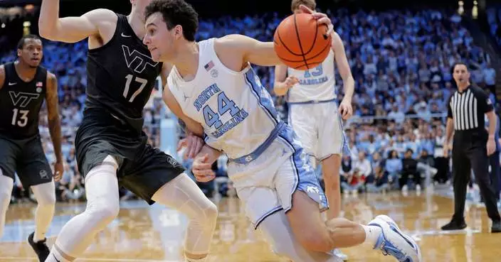 Henri Veesaar matches a season-high with 26 points to carry No. 18 North Carolina past Virginia Tech