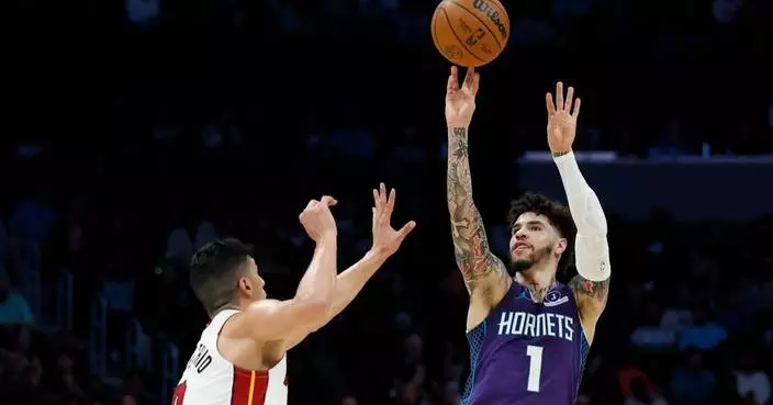 LaMelo Ball has 30 points and 13 assists as Hornets beat short-handed Heat 136-106