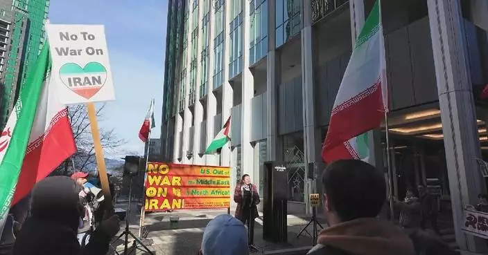 Vancouver anti-war protesters rally against US, Israeli attacks on Iran