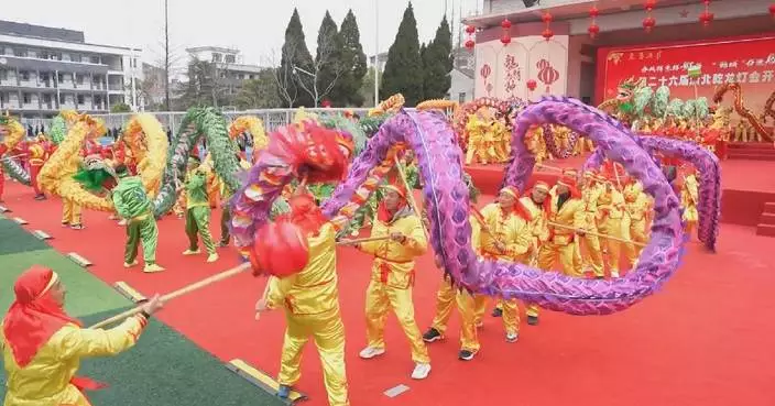 Zhejiang town celebrates Lantern Festival with dragon dance performances