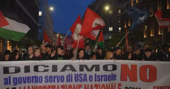 Protesters take to streets of Rome to condemn U.S.-Israeli attacks against Iran