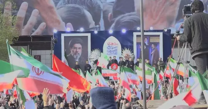 Thousands of Iranians rally in Tehran in show of support towards new supreme leader