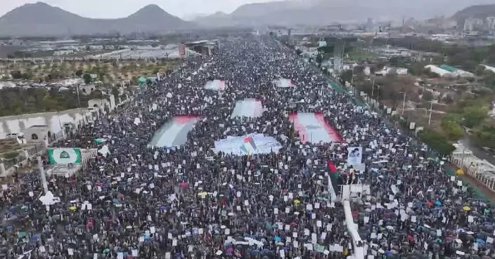 Yemenis holds mass rallies to show support for Palestinians, condemn U.S.-Israeli strikes on Iran