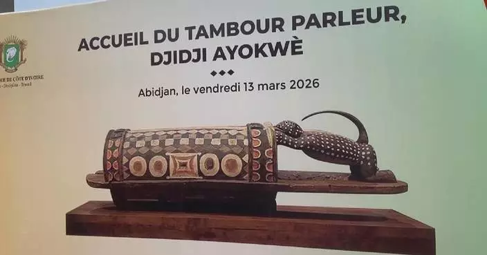 Sacred talking drum arrives in Cote d’Ivoire, returning from France after century