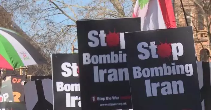 Protesters rally in London against US-Israeli strikes on Iran