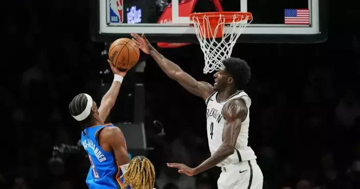 Thunder beat the Nets 121-92 for a 10th straight win as Gilgeous-Alexander scores 20