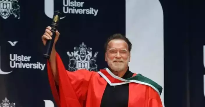 Arnold Schwarzenegger receives Honorary Doctorate from Ulster University