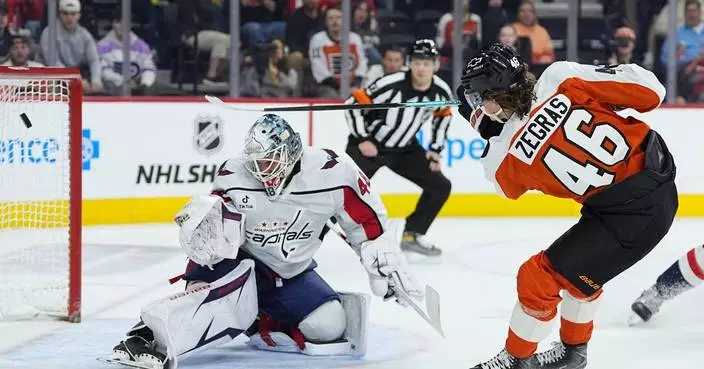 Konecny, Zegras score in 2nd period, help rally Flyers to a 4-1 win over the Capitals