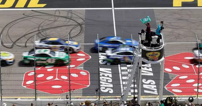 Denny Hamlin storms back to win at Las Vegas after early penalty