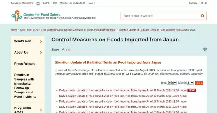 CFS Reports 99.8% Food Safety Satisfaction, Issues with Seven Unsatisfactory Samples