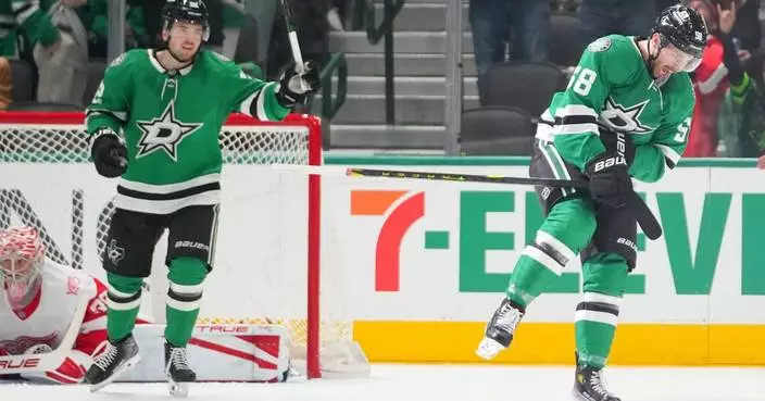 Harley’s overtime goal gives streaking Stars a 3-2 win over the Red Wings