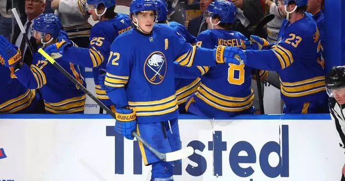 Thompson honored for Olympic gold-medal win, then scores in Sabres’ 3-2 victory over Golden Knights