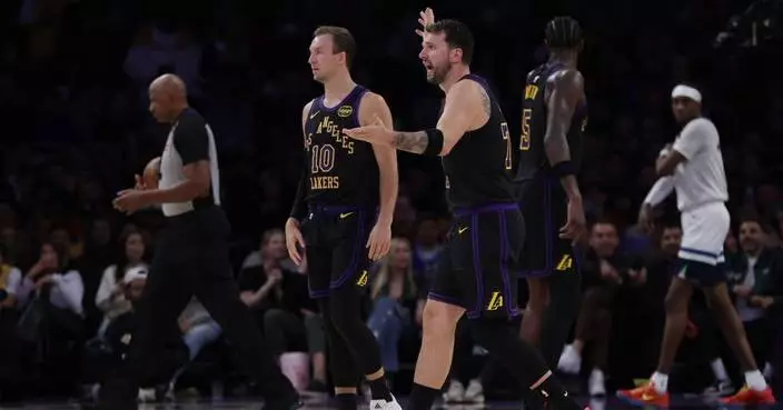 Luka’s 31, Reaves’ big 2nd half propel Lakers to season sweep of Timberwolves with 120-106 victory