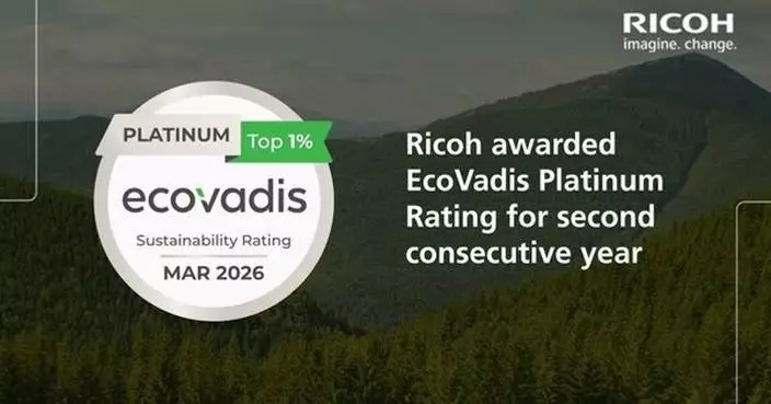 Ricoh awarded EcoVadis Platinum Rating for sustainability performance for second consecutive year