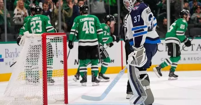 Jake Oettinger beats Connor Hellebuyck in matchup of Team USA goaltenders as Stars blank Jets 3-0