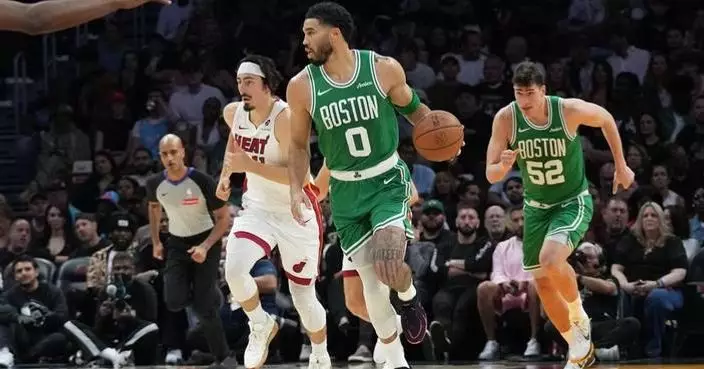 Brown scores 43, Tatum has triple-double and Celtics run away from Heat, 147-129