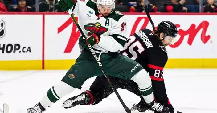 Hartman scores twice to lead the Wild to a 4-1 win over the Senators