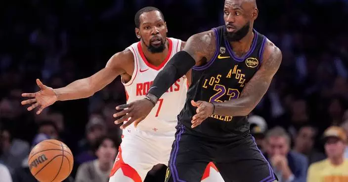 LeBron scores 28, leads short-handed Lakers past Durant’s Rockets again 101-94 for 2-0 series lead